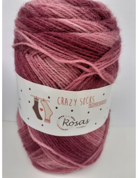 CRAZY SOCKS 100GR COL 506 ROSAS CRAFTS